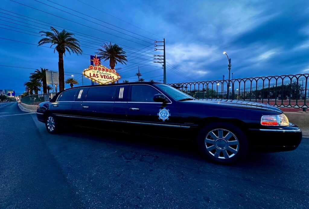 Enjoy a luxurious limousine ride through the dazzling streets of Las Vegas